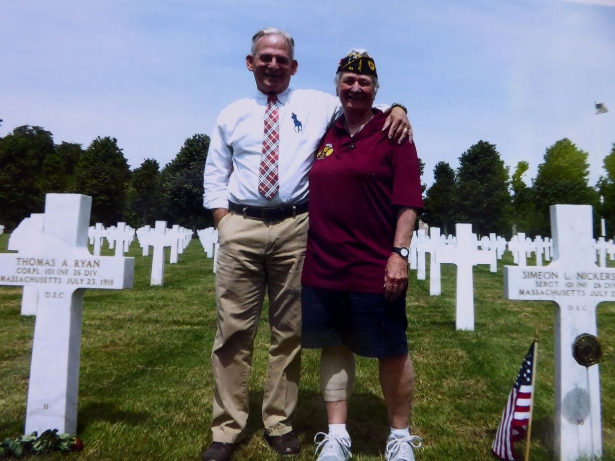 Legionaire Mary Standish visits grave of Simeon L. Nickerson The
